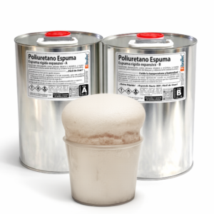 Kit poliuretano espuma rígida expansiva A y B en galones metálicos, sistema bicomponente para aislamiento y relleno estructural