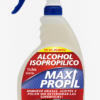 Alcohol isopropílico 99% en botella con tapa rosca y atomizador, con rótulos de seguridad GHS
